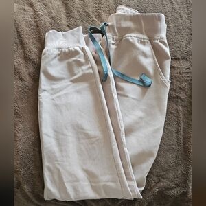 Figs Light Beige Jogger Pants with Blue Drawstring